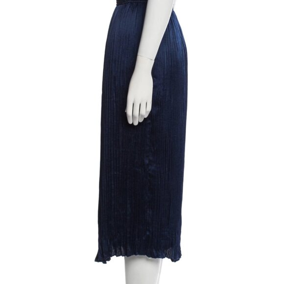 VINCE MIXED PLEAT WRAP MIDI SKIRT in Hydra (Blue), size large - Picture 2 of 3